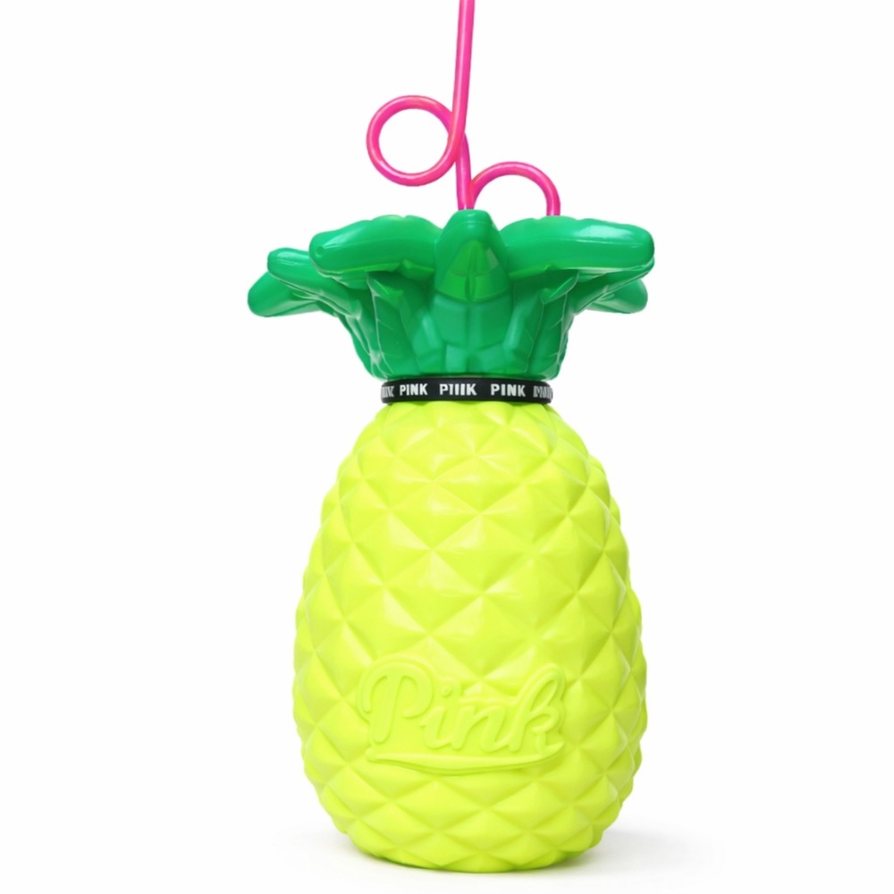 Victoria’s Secret PINK Pineapple Water Bottle 27oz Tropical Straw Cup